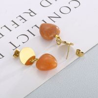 Fashion Water Droplets Heart Shape Stainless Steel Inlay Natural Stone Jewelry Set main image 4