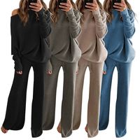 Women's Casual Solid Color Cotton Blend Polyester Patchwork Leisure Suit main image 6