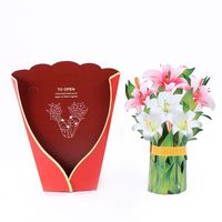 Creative 3d Stereoscopic Greeting Cards Paper Hand Holding Flowers main image 3