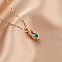 Fashion Crown Peanut Fish Tail Stainless Steel Pendant Necklace Plating Inlay Zircon Stainless Steel Necklaces 1 Piece main image 3