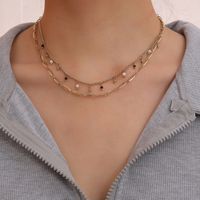 Fashion Geometric Stainless Steel Layered Necklaces Plating Artificial Pearls Stainless Steel Necklaces 1 Piece main image 1