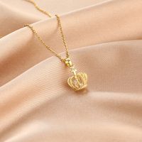 Fashion Crown Peanut Fish Tail Stainless Steel Pendant Necklace Plating Inlay Zircon Stainless Steel Necklaces 1 Piece sku image 1