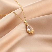 Fashion Crown Peanut Fish Tail Stainless Steel Pendant Necklace Plating Inlay Zircon Stainless Steel Necklaces 1 Piece sku image 3