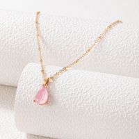 Simple Light Luxury Jewelry Imitation Sapphire Inlaid Single-layer Copper Zircon Necklace sku image 3