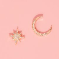 Wholesale Jewelry Simple Style Star Moon Alloy Zircon Inlay Ear Studs main image 5