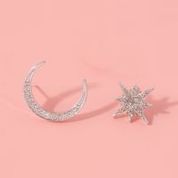 Wholesale Jewelry Simple Style Star Moon Alloy Zircon Inlay Ear Studs main image 4