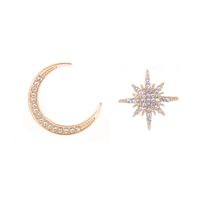 Wholesale Jewelry Simple Style Star Moon Alloy Zircon Inlay Ear Studs main image 2