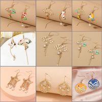 Retro Tower Sector Ferroalloy Copper Plating Artificial Pearls Zircon Women's Drop Earrings 1 Pair main image 11