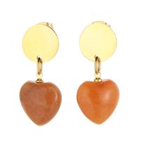 Fashion Water Droplets Heart Shape Stainless Steel Inlay Natural Stone Jewelry Set sku image 2