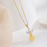 Fashion Shamrock Alloy Artificial Pearls Pendant Necklace sku image 1