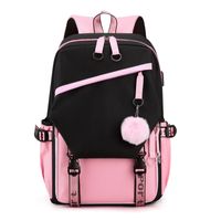 Women's Medium All Seasons Nylon Solid Color Fashion Square Zipper Functional Backpack sku image 3