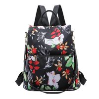 Women's Medium All Seasons Nylon Floral Fashion Square Zipper Functional Backpack sku image 4