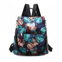 Women's Medium All Seasons Nylon Floral Fashion Square Zipper Functional Backpack sku image 3