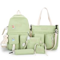 Women's Medium All Seasons Canvas Solid Color Fashion Square Zipper Functional Backpack sku image 1