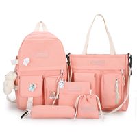 Women's Medium All Seasons Canvas Solid Color Fashion Square Zipper Functional Backpack sku image 2