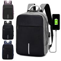 Unisex Medium All Seasons Polyester Solid Color Business Square Zipper Functional Backpack main image 5