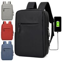 Unisex Medium All Seasons Polyester Solid Color Business Square Zipper Functional Backpack main image 5