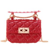 Women's Mini All Seasons Pvc Solid Color Streetwear Square Lock Clasp Chain Bag sku image 2