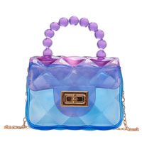 Women's Mini Pvc Color Block Fashion Transparent Square Lock Clasp Crossbody Bag sku image 3