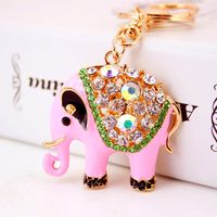 Alloy Rhinestone Elephant Keychain sku image 3