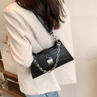 Women's Small All Seasons Pu Leather Solid Color Fashion Chain Square Zipper Underarm Bag sku image 2