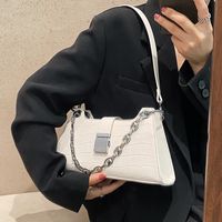 Women's Small All Seasons Pu Leather Solid Color Fashion Chain Square Zipper Underarm Bag sku image 3
