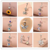 Fashion Butterfly Shell Snowflake Stainless Steel Grommet Eyelet Rhinestones Belly Ring 1 Piece main image 1