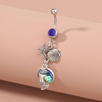 Fashion Butterfly Shell Snowflake Stainless Steel Grommet Eyelet Rhinestones Belly Ring 1 Piece main image 5