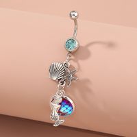 Fashion Butterfly Shell Snowflake Stainless Steel Grommet Eyelet Rhinestones Belly Ring 1 Piece main image 3