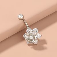 Fashion Butterfly Shell Snowflake Stainless Steel Grommet Eyelet Rhinestones Belly Ring 1 Piece sku image 3