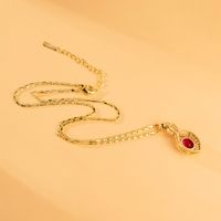 Glam Oval Copper Pendant Necklace Hollow Out Zircon Copper Necklaces main image 4