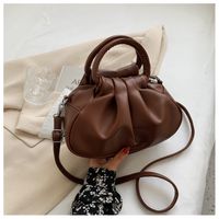 Women's Medium All Seasons Pu Leather Solid Color Streetwear Magnetic Buckle Ruched Bag sku image 3