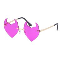 Women's Fashion Heart Shape Pc Special-shaped Mirror Metal Frameless Sunglasses sku image 4