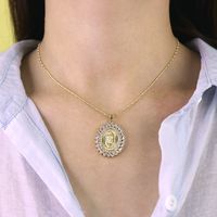 Vintage Style Human Copper Zircon Pendant Necklace In Bulk main image 8