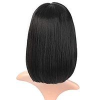 Women's Fashion Pink Purple Black Party High Temperature Wire Bangs Short Straight Hair Wigs main image 3