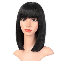 Women's Fashion Pink Purple Black Party High Temperature Wire Bangs Short Straight Hair Wigs main image 5