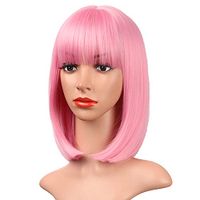 Women's Fashion Pink Purple Black Party High Temperature Wire Bangs Short Straight Hair Wigs main image 6
