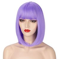 Women's Fashion Pink Purple Black Party High Temperature Wire Bangs Short Straight Hair Wigs main image 8