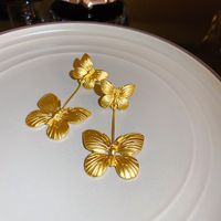 1 Pair Sweet Butterfly Plating Copper Copper Drop Earrings sku image 1