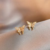Simple Style Butterfly Alloy Inlay Rhinestones Ear Clips Ear Studs main image 3
