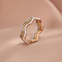 Simple Style Waves Stainless Steel Plating Rhinestones Rings main image 1