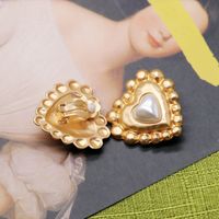 Matte Gold Heart 925 Silver Pin Retro Large Stud Earrings sku image 2