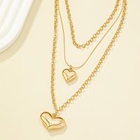 Fashion Heart Shape Alloy Plating Layered Necklaces main image 4