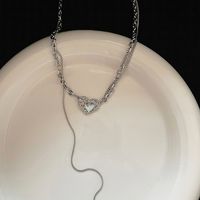 Sweet Heart Shape Alloy Glass Necklace main image 4