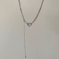 Sweet Heart Shape Alloy Glass Necklace sku image 1