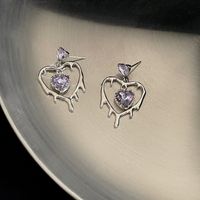 Fashion Heart Shape Alloy Inlay Zircon Drop Earrings main image 1