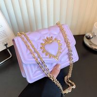 Women's Small Pu Leather Heart Shape Solid Color Fashion Square Magnetic Buckle Crossbody Bag sku image 5