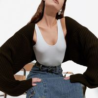 Women's Sweater Long Sleeve Sweaters & Cardigans Patchwork Braid Fashion Solid Color main image 5