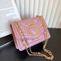 Women's Small Pu Leather Heart Shape Solid Color Fashion Square Magnetic Buckle Crossbody Bag sku image 3