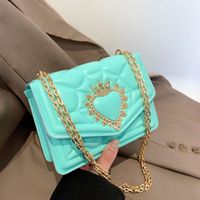 Women's Small Pu Leather Heart Shape Solid Color Fashion Square Magnetic Buckle Crossbody Bag sku image 4